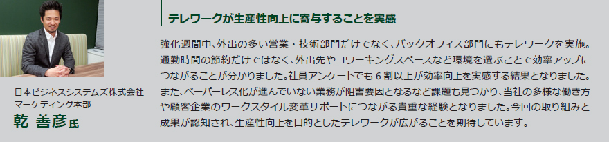 テレワークが生産性向上に寄与することを実感